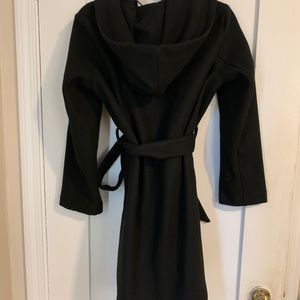Hooded waist tie cardigan